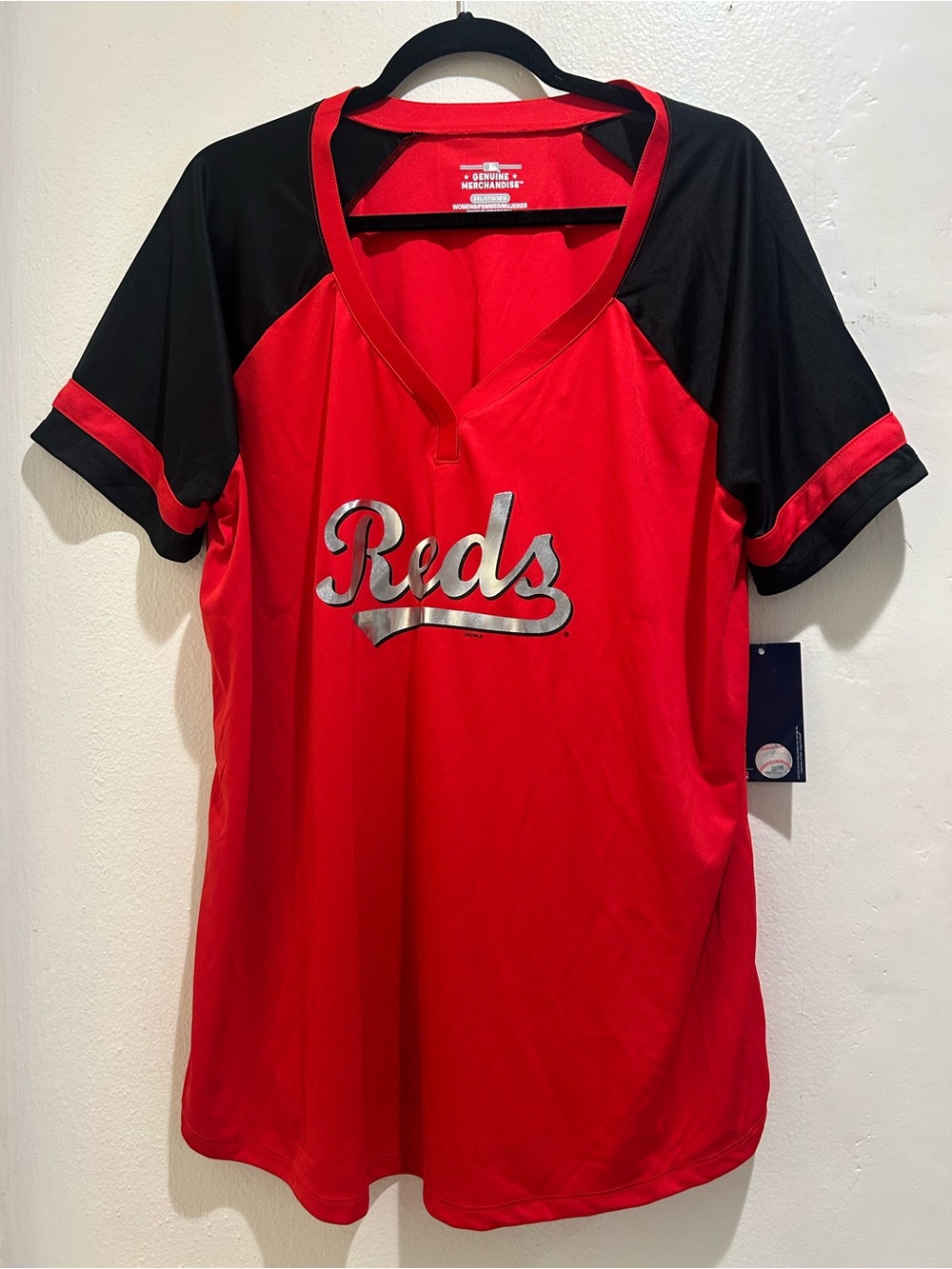 Genuine Merchandise Red and Black 'Reds' V-Neck Women's Jersey